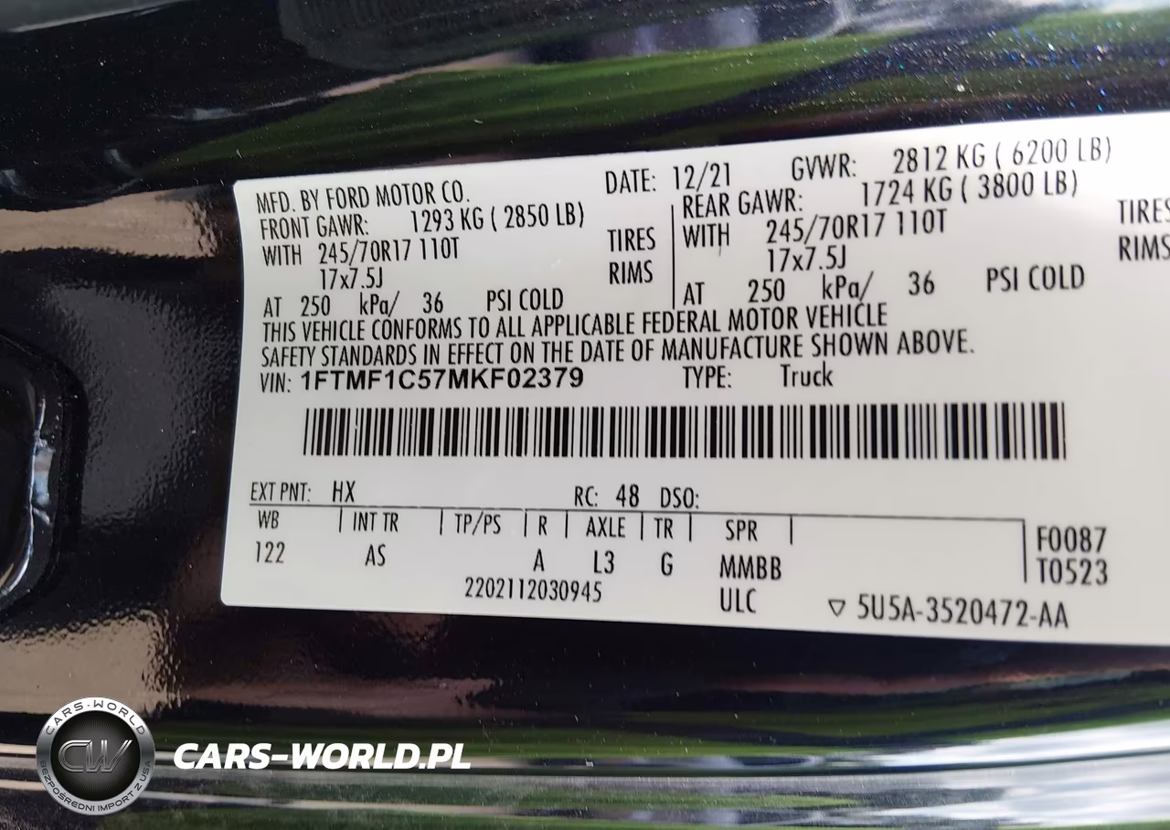 2021 Ford F-150 Xl VIN:1FTMF1C57MKF02379 - 9