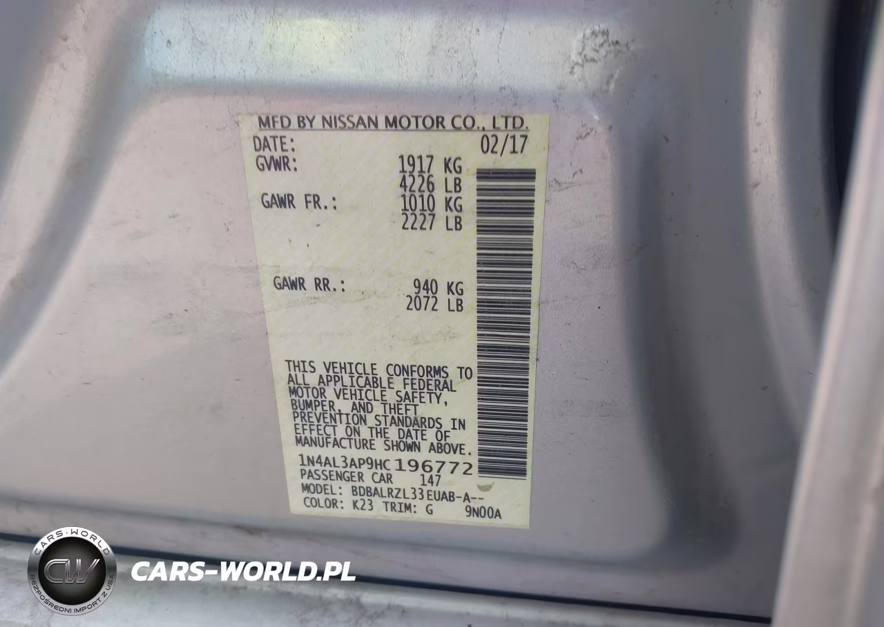 2017 Nissan Altima 2.5 Sl VIN:1N4AL3AP9HC196772 - 9
