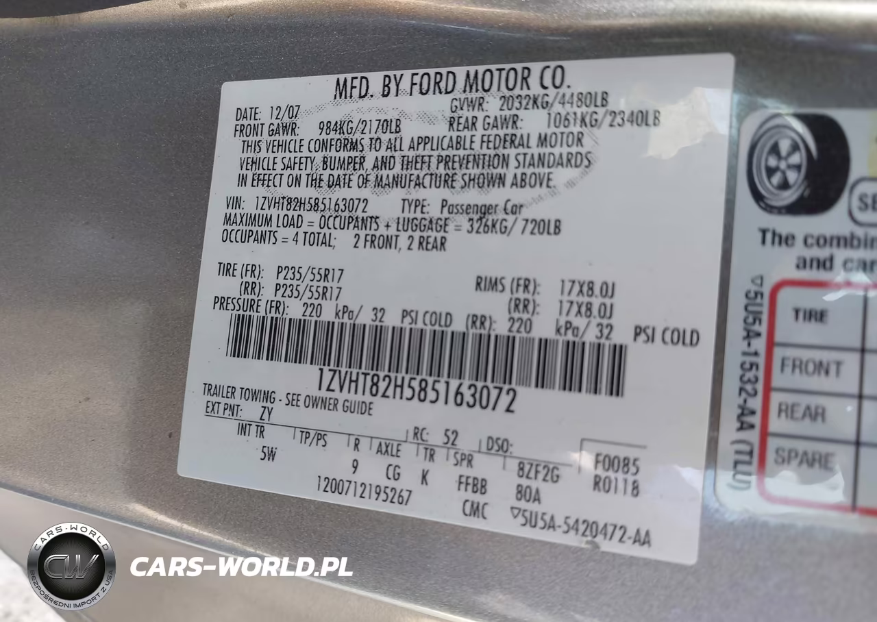 2008 Ford Mustang Gt Deluxe-Gt Premium VIN:1ZVHT82H585163072 - 9