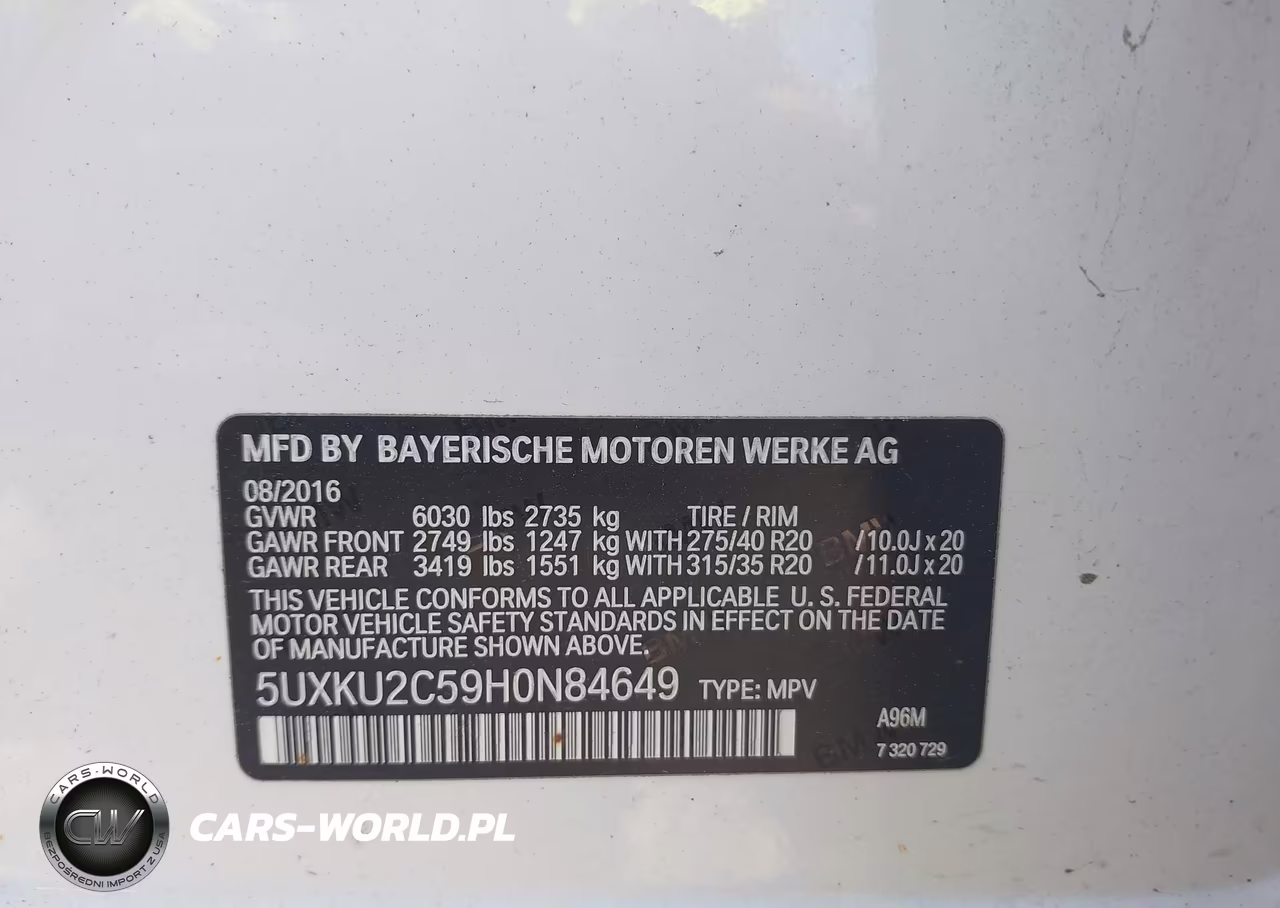 2017 BMW X6 xDrive35I VIN:5UXKU2C59H0N84649 - 9