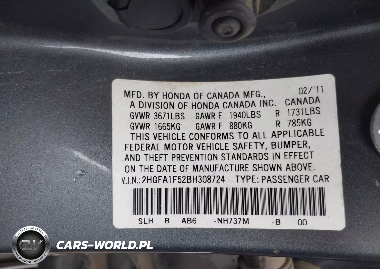 2011 Honda Civic Lx VIN:2HGFA1F52BH308724 - 9