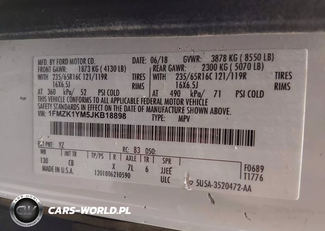2018 Ford Transit-150 Xl VIN:1FMZK1YM5JKB18898 - 9