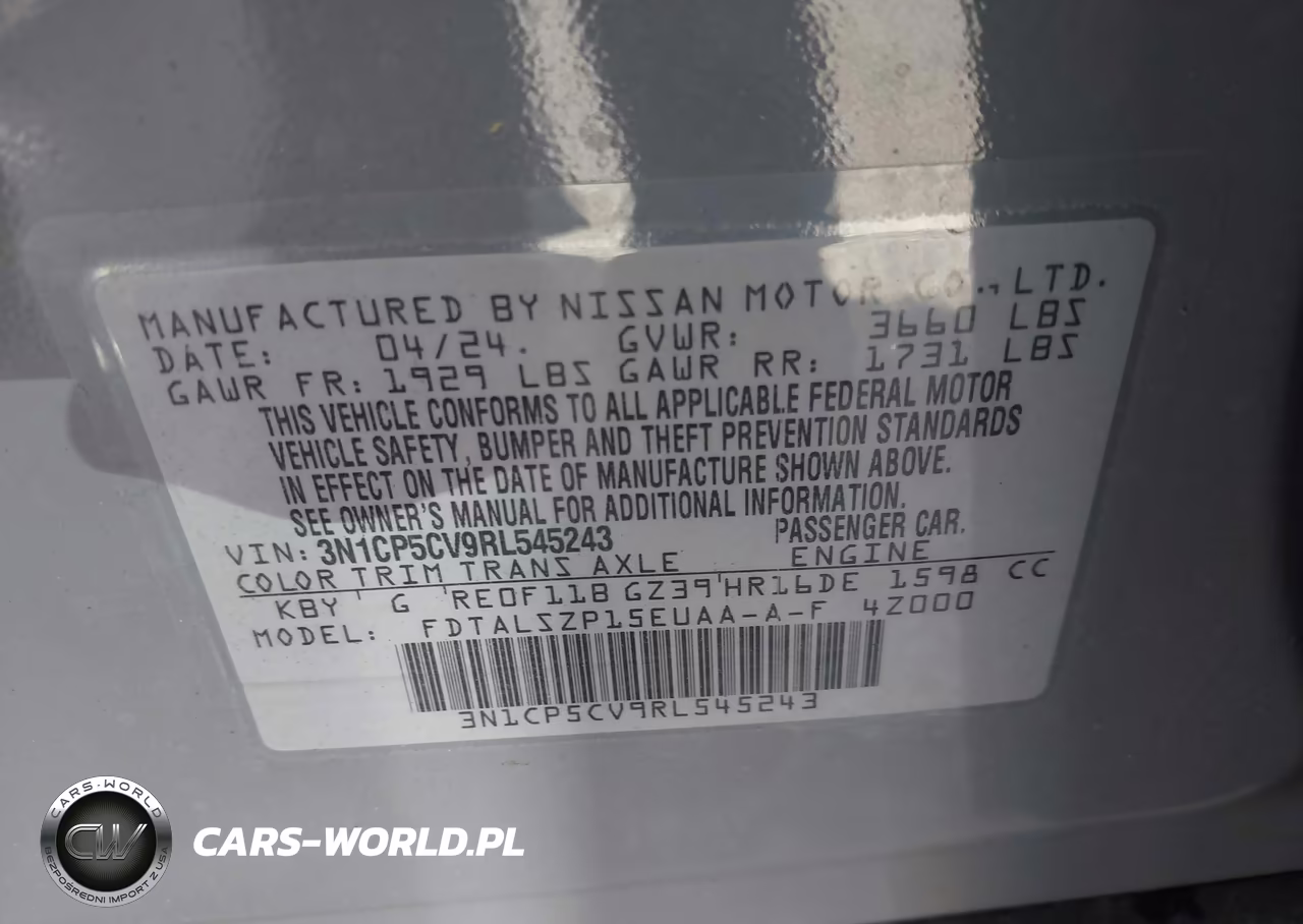 2024 Nissan Kicks Sv Xtronic Cvt VIN:3N1CP5CV9RL545243 - 9