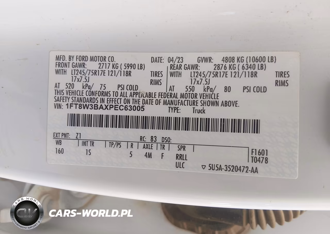 2023 Ford F-350 Xl VIN:1FT8W3BAXPEC63005 - 9