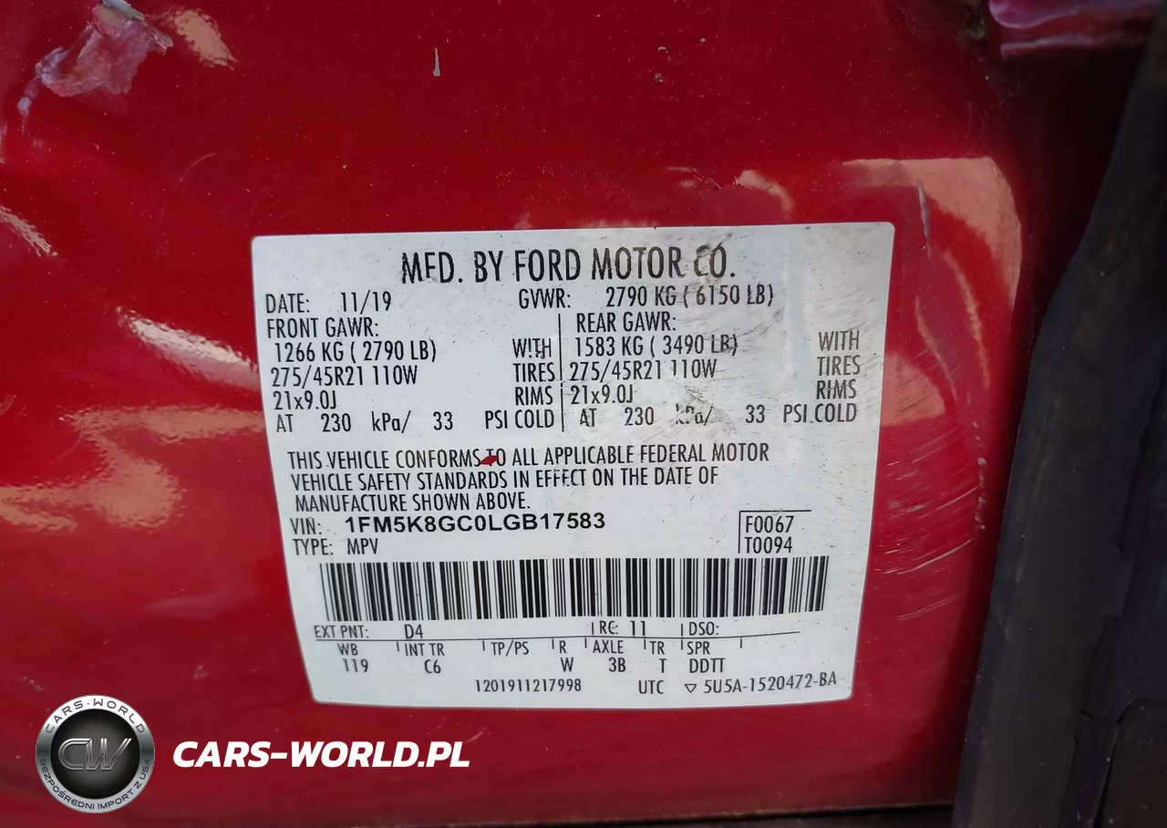 2020 Ford Explorer St VIN:1FM5K8GC0LGB17583 - 9