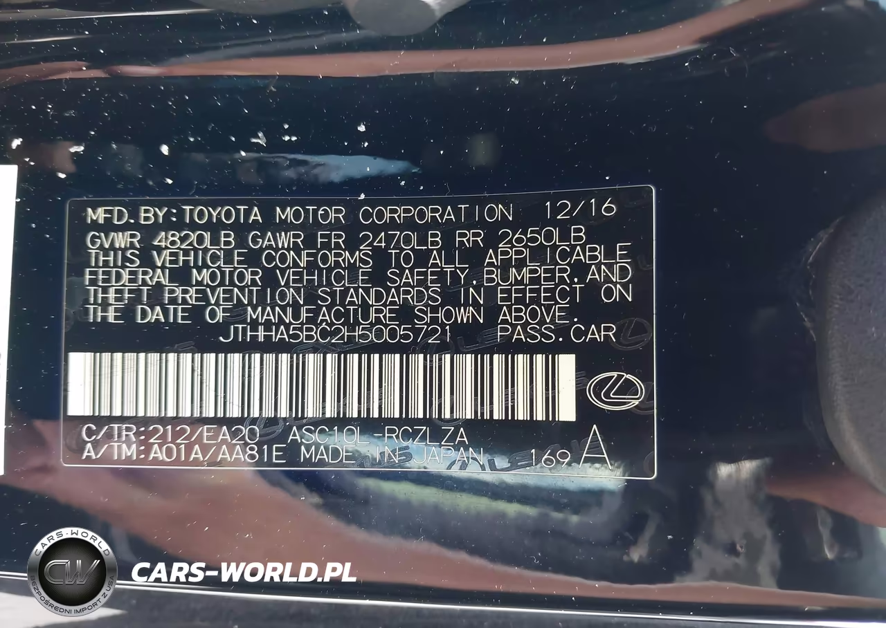 2017 Lexus Rc 200T VIN:JTHHA5BC2H5005721 - 9
