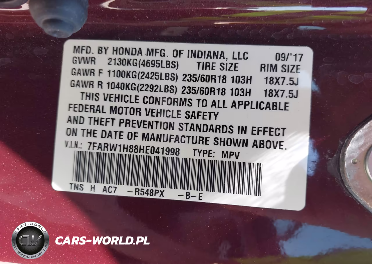 2017 Honda Cr-V Ex-L-Ex-L Navi VIN:7FARW1H88HE041998 - 9