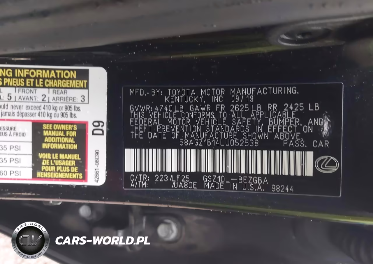2020 Lexus Es 350 F Sport VIN:58AGZ1B14LU052538 - 9
