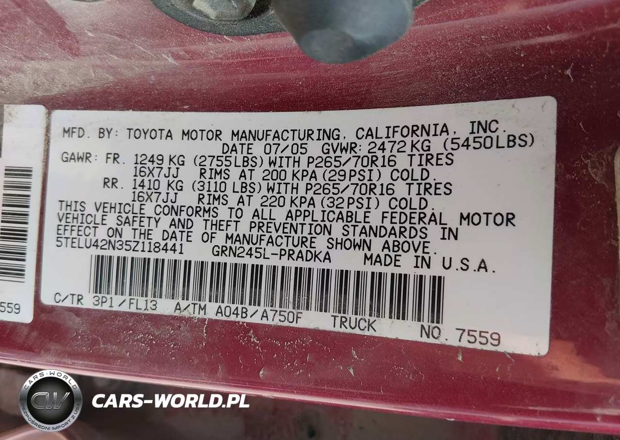 2005 Toyota Tacoma Base V6 VIN:5TELU42N35Z118441 - 9