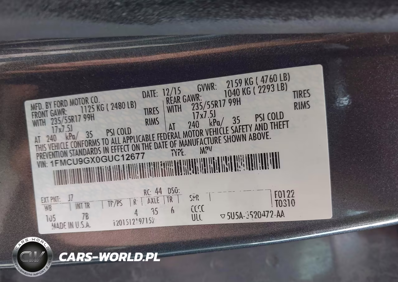 2016 Ford Escape Se VIN:1FMCU9GX0GUC12677 - 9