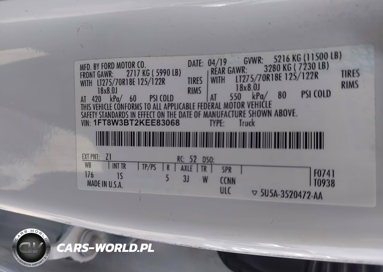 2019 Ford F-350 Xl VIN:1FT8W3BT2KEE83068 - 9