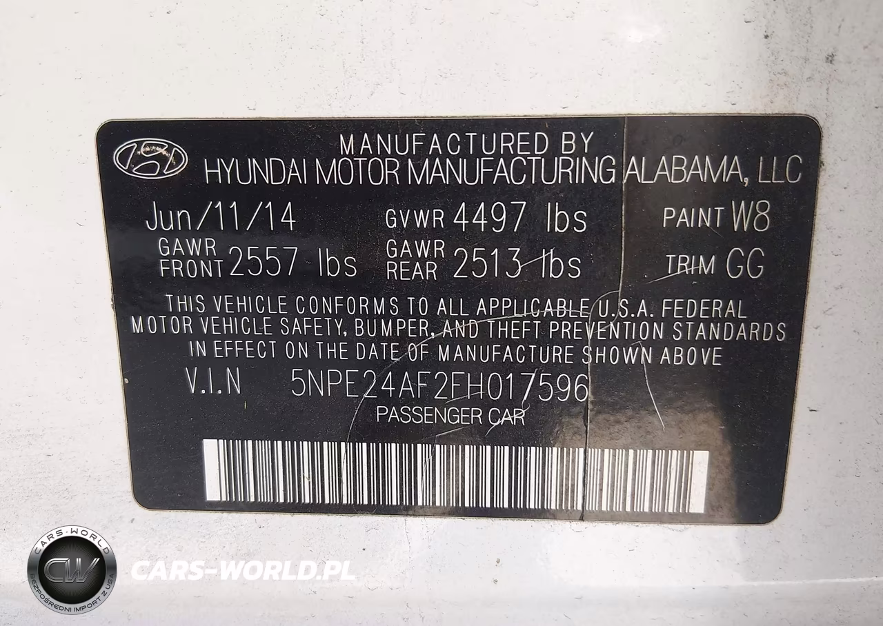 2015 Hyundai Sonata Se VIN:5NPE24AF2FH017596 - 9