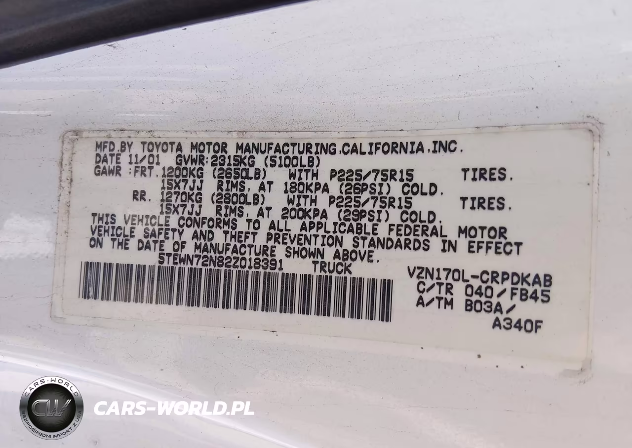 2002 Toyota Tacoma Base V6 VIN:5TEWN72N82Z018391 - 9
