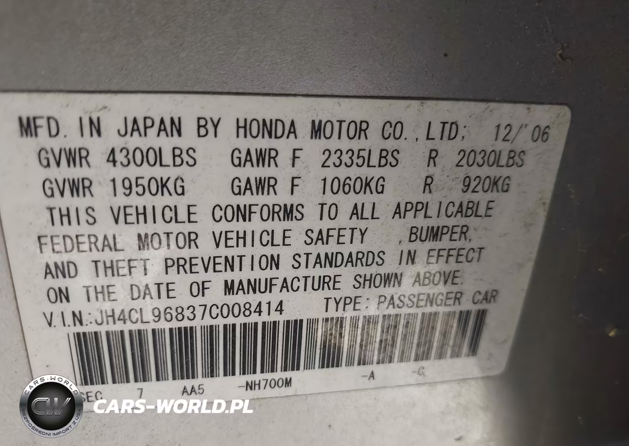 2007 Acura Tsx VIN:JH4CL96837C008414 - 9
