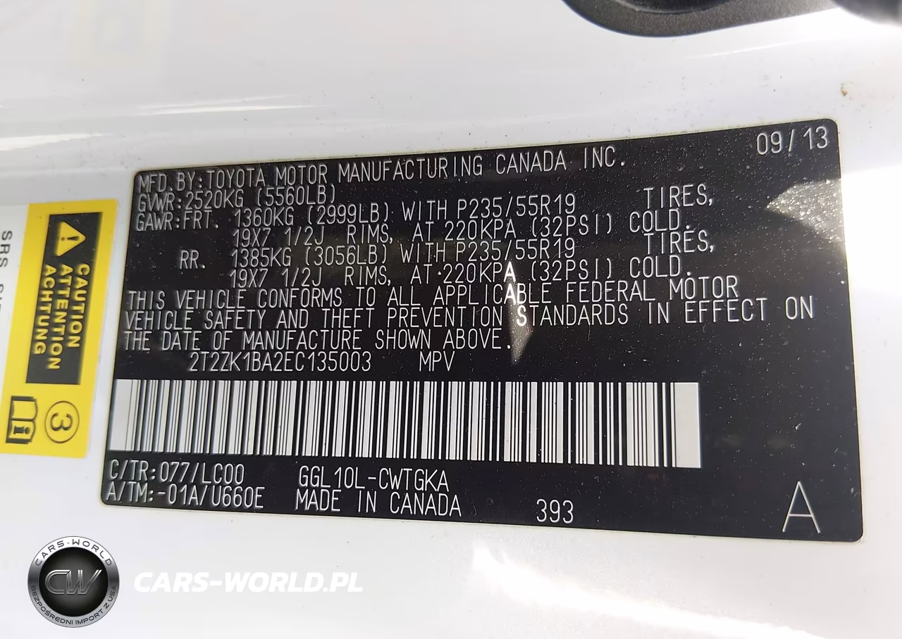 2014 Lexus Rx 350 VIN:2T2ZK1BA2EC135003 - 9