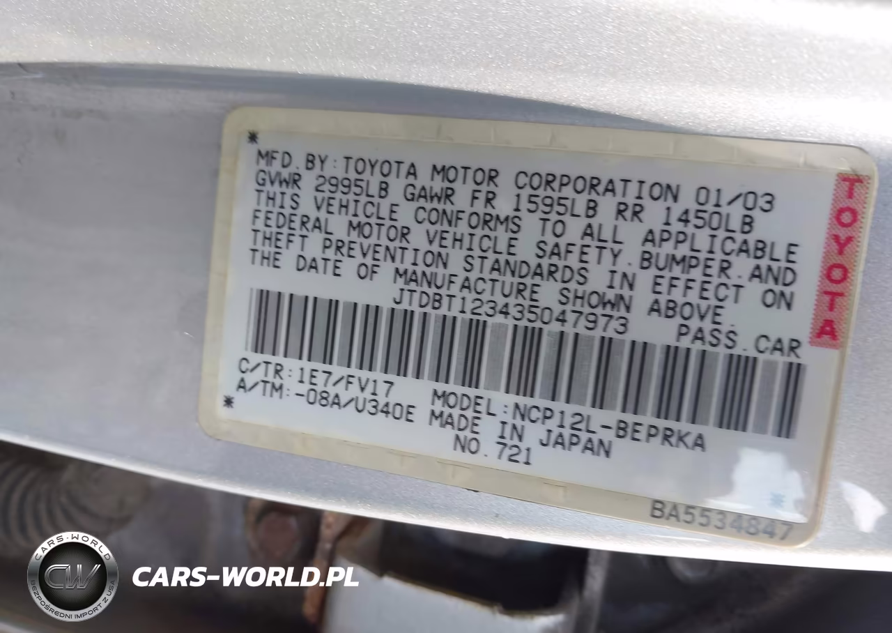 2003 Toyota Echo VIN:JTDBT123435047973 - 9