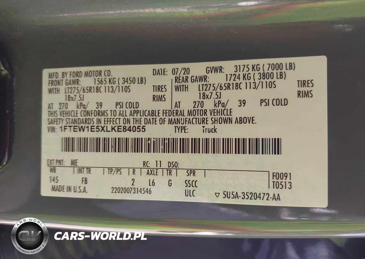 2020 Ford F-150 Xlt VIN:1FTEW1E5XLKE84055 - 9