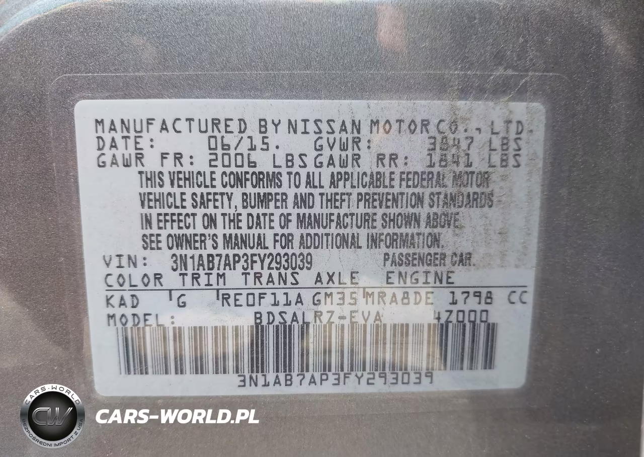 2015 Nissan Sentra Sr VIN:3N1AB7AP3FY293039 - 9