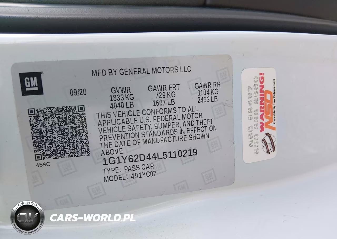2020 Chevrolet Corvette Stingray Rwd 1Lt VIN:1G1Y62D44L5110219 - 9