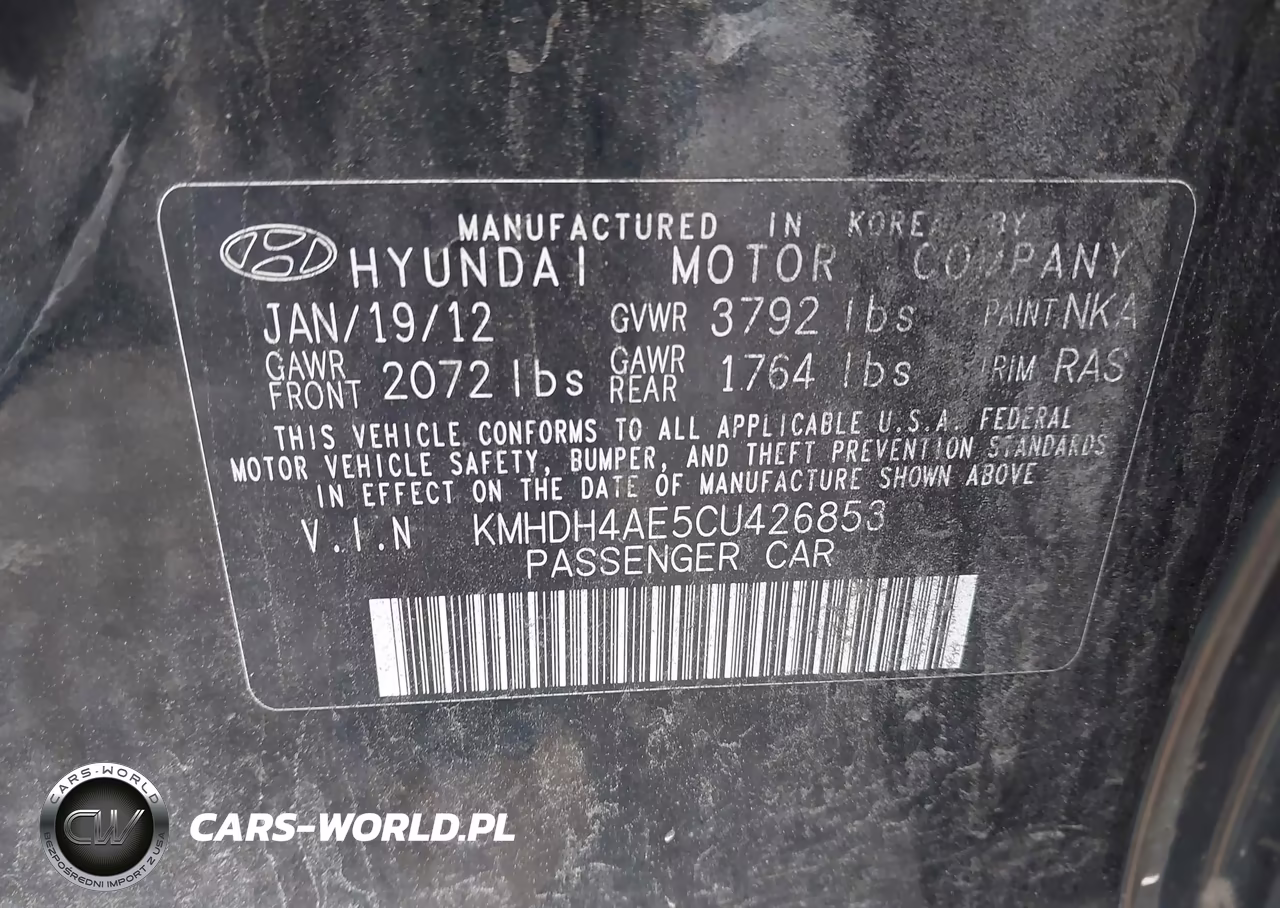 2012 Hyundai Elantra Gls (Ulsan Plant) VIN:KMHDH4AE5CU426853 - 9