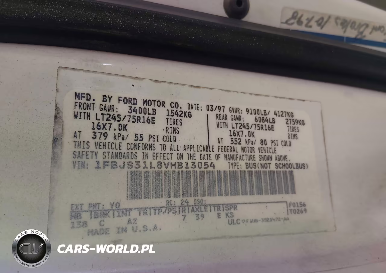 1997 Ford Club Wagon Xl-Xlt VIN:1FBJS31L8VHB13054 - 9