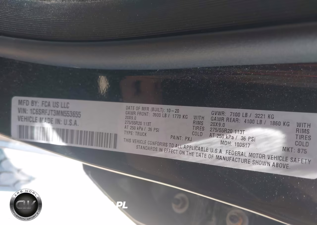 2021 Ram 1500 Laramie 4X4 5'7 Box VIN:1C6SRFJT3MN553655 - 9