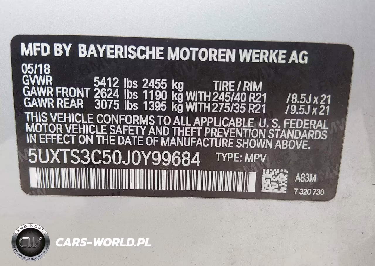 2018 BMW X3 M40I VIN:5UXTS3C50J0Y99684 - 9