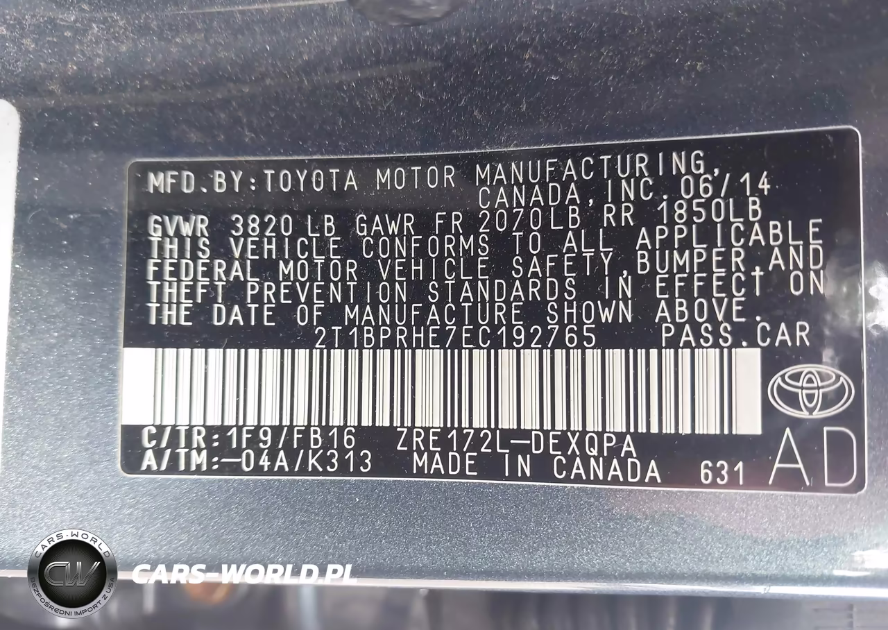 2014 Toyota Corolla Le Eco VIN:2T1BPRHE7EC192765 - 9