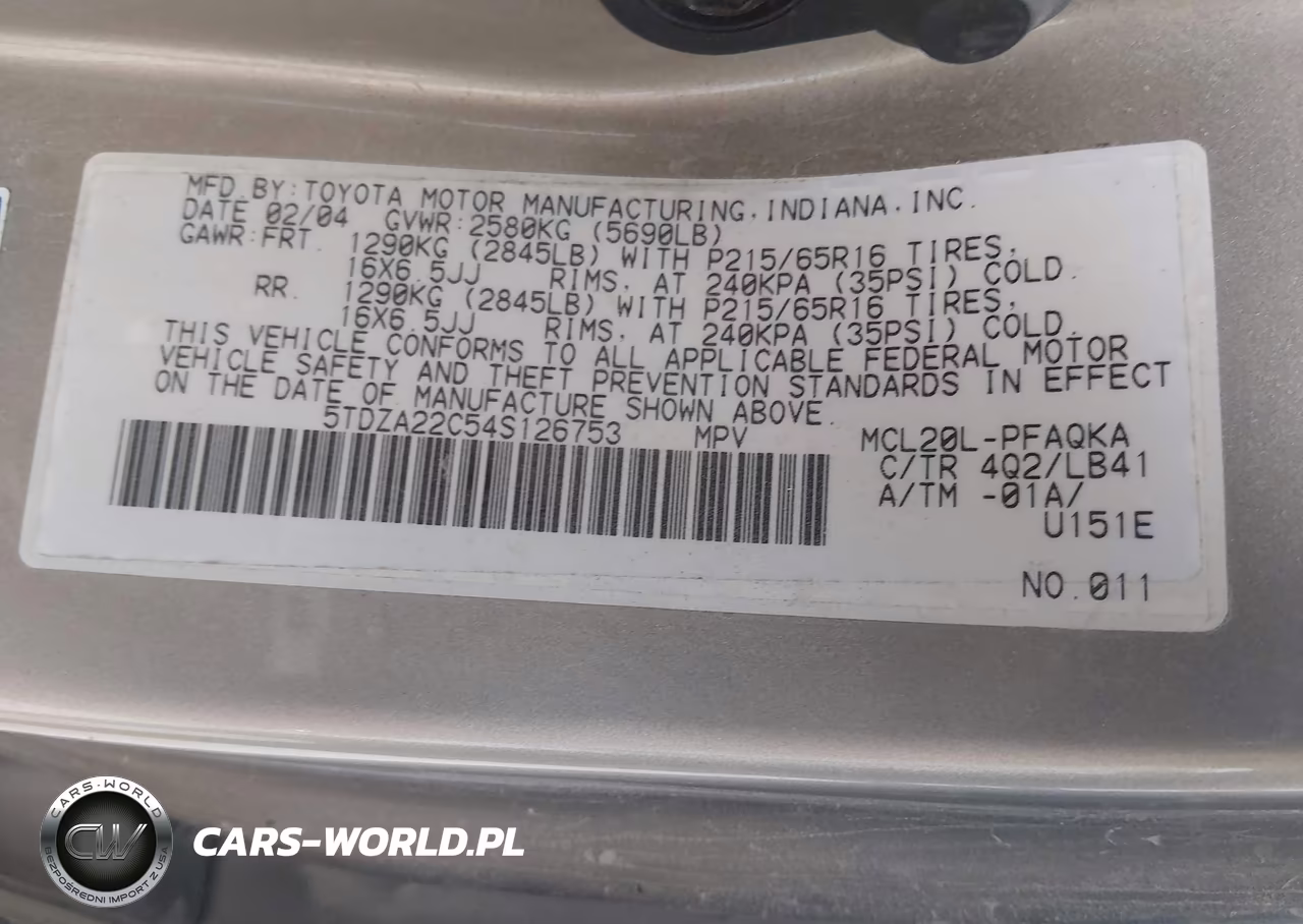 2004 Toyota Sienna Xle VIN:5TDZA22C54S126753 - 9
