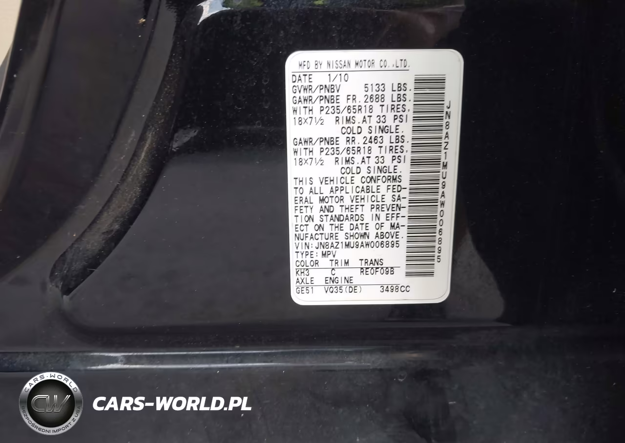 2010 Nissan Murano Sl VIN:JN8AZ1MU9AW006895 - 9