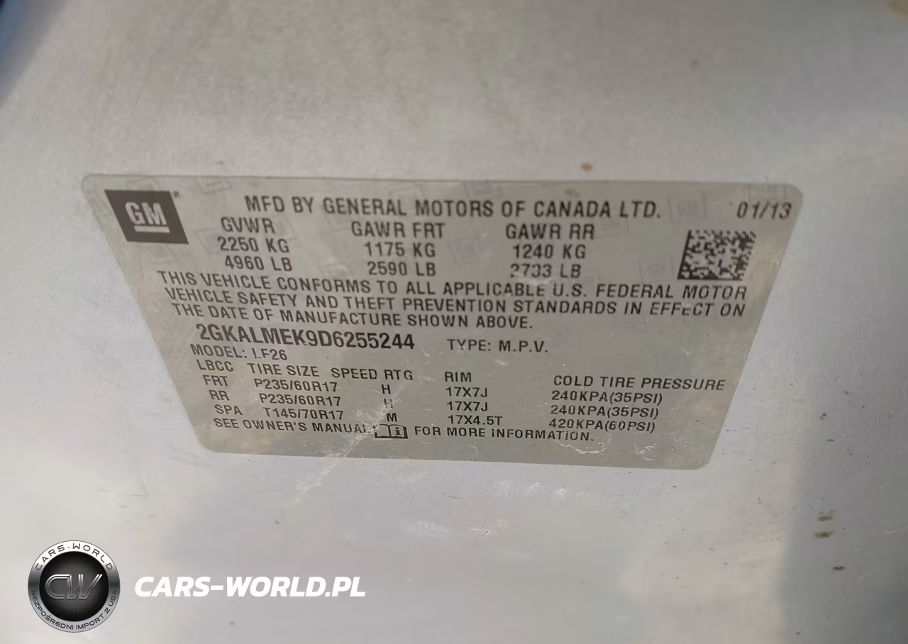 2013 GMC Terrain Sle-1 VIN:2GKALMEK9D6255244 - 9