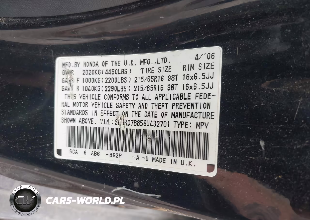 2006 Honda Cr-V Ex VIN:SHSRD78856U432701 - 9