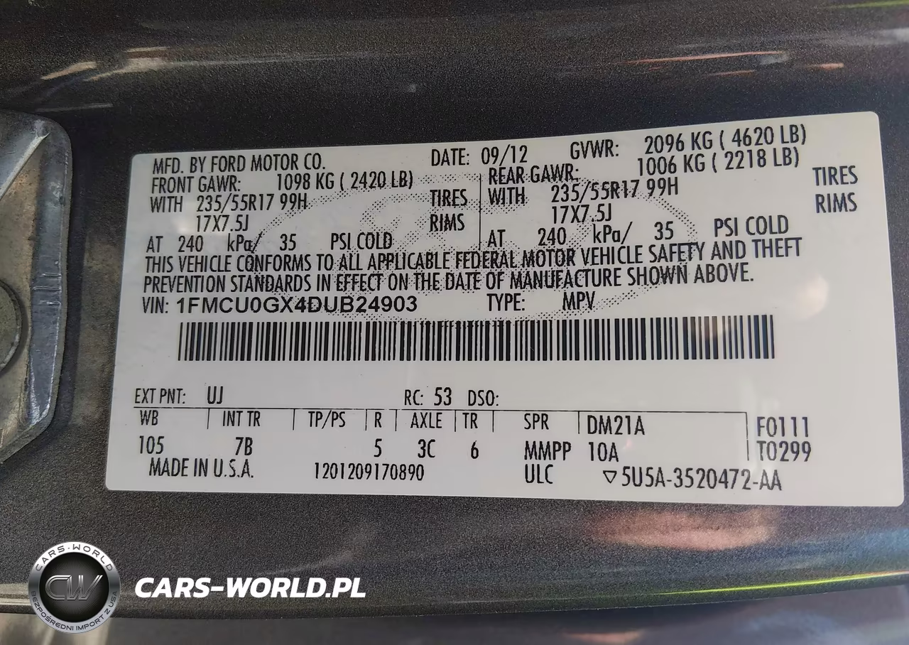 2013 Ford Escape Se VIN:1FMCU0GX4DUB24903 - 9