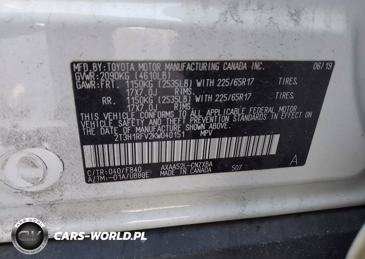 2019 Toyota Rav4 Le VIN:2T3H1RFV2KW040151 - 9
