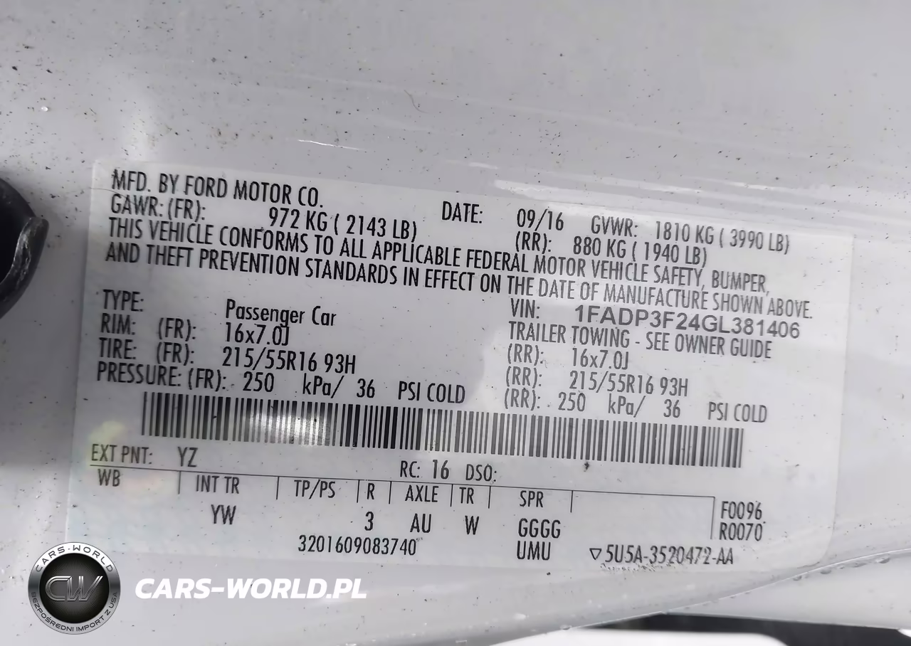 2016 Ford Focus Se VIN:1FADP3F24GL381406 - 9