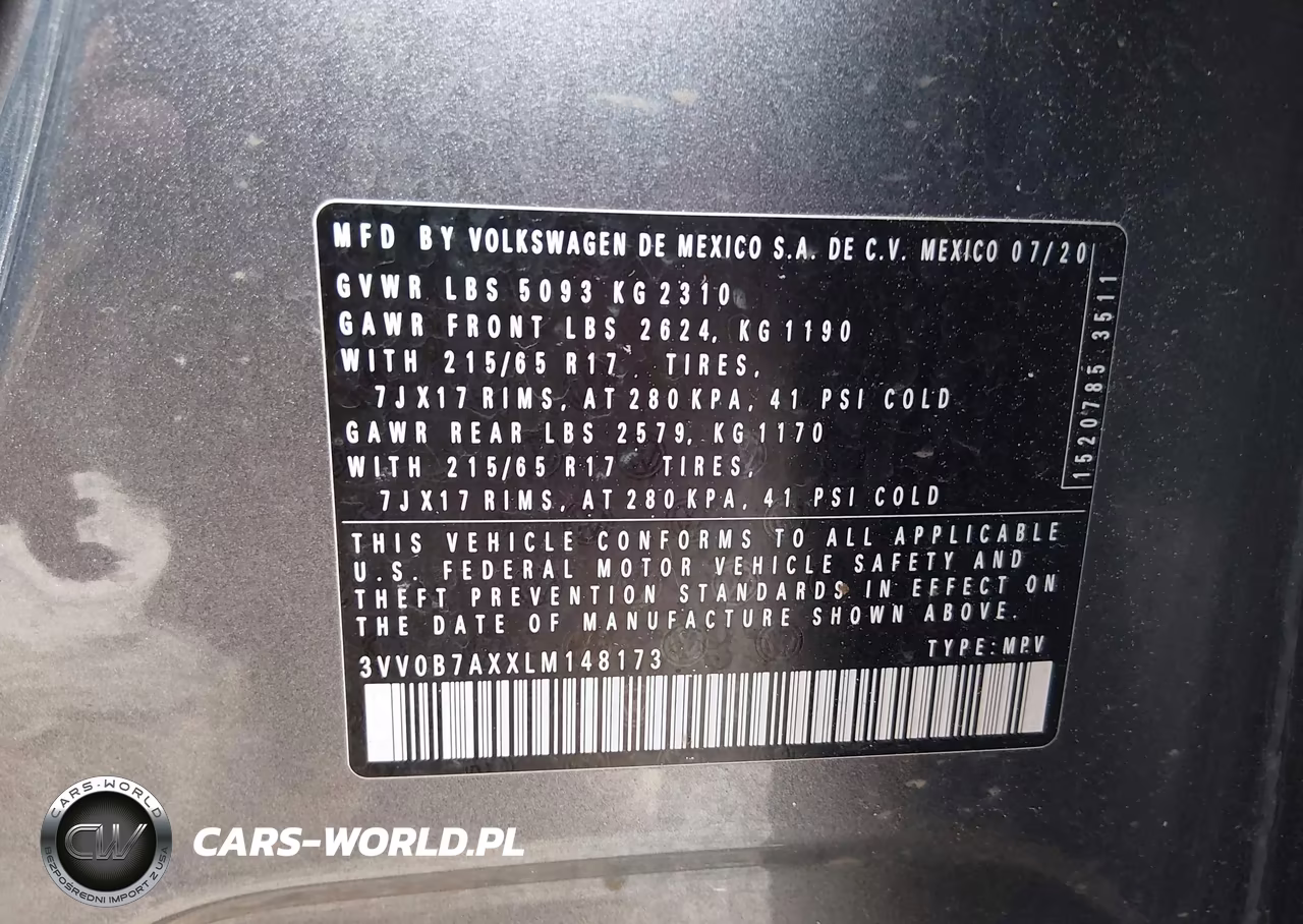 2020 Volkswagen Tiguan 2.0T S VIN:3VV0B7AXXLM148173 - 9