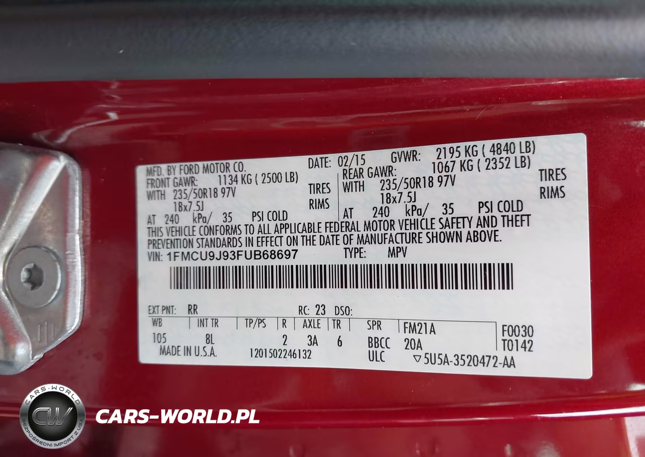2015 Ford Escape Titanium VIN:1FMCU9J93FUB68697 - 9