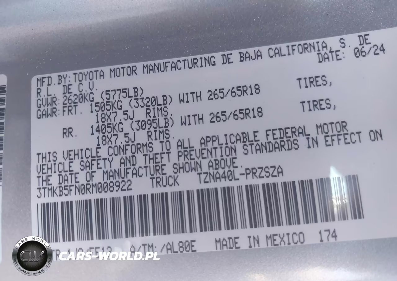 2024 Toyota Tacoma Trd Sport VIN:3TMKB5FN0RM008922 - 9