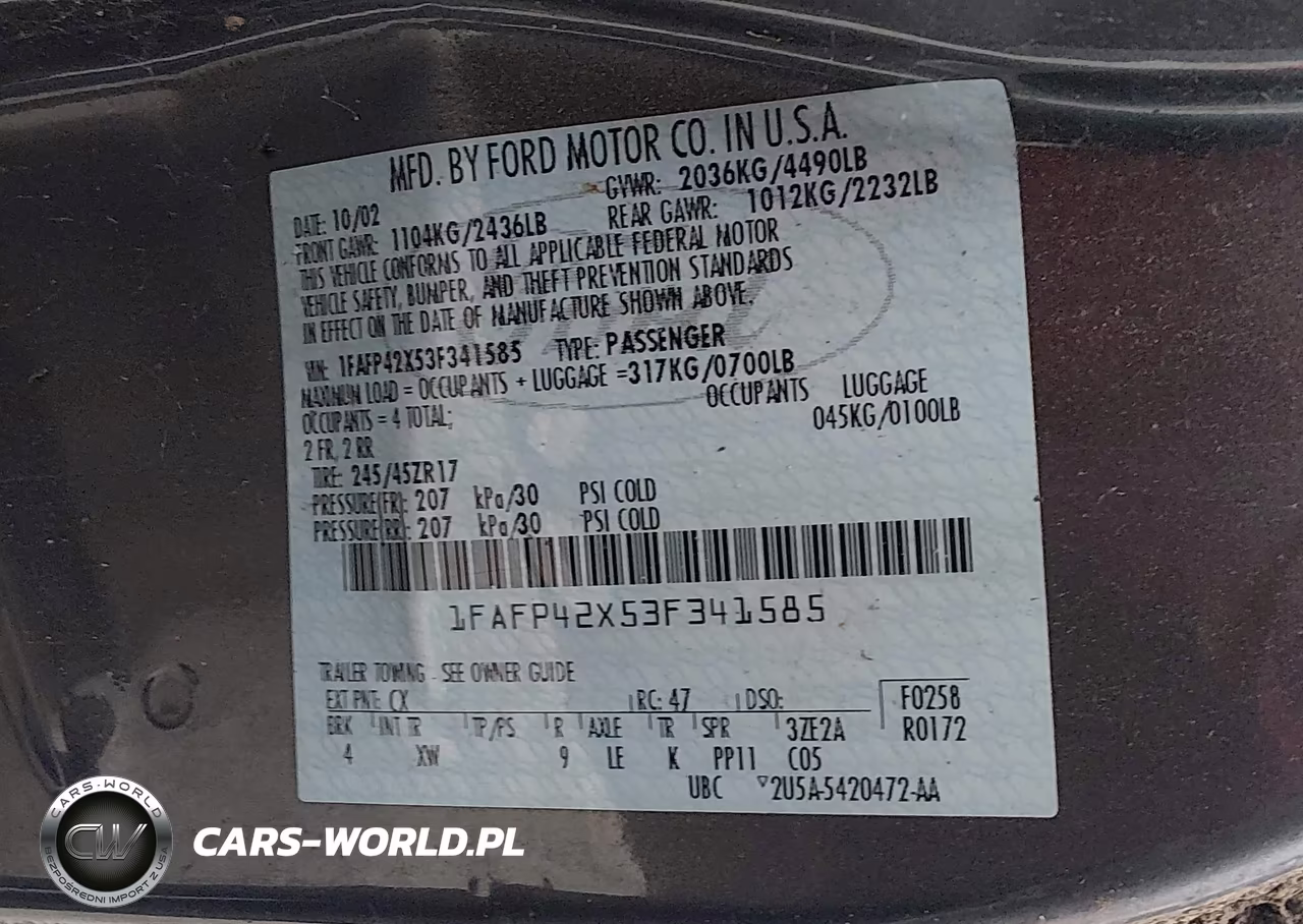 2003 Ford Mustang Gt VIN:1FAFP42X53F341585 - 9