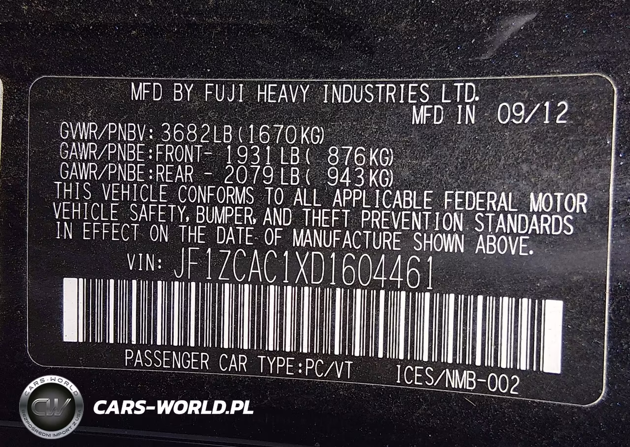 2013 Subaru Brz Limited VIN:JF1ZCAC1XD1604461 - 9