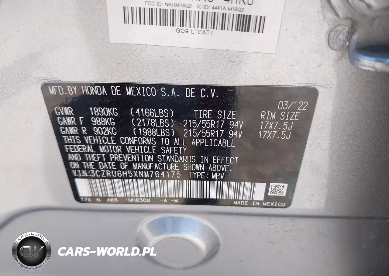 2022 Honda Hr-V Awd Ex VIN:3CZRU6H5XNM764175 - 9