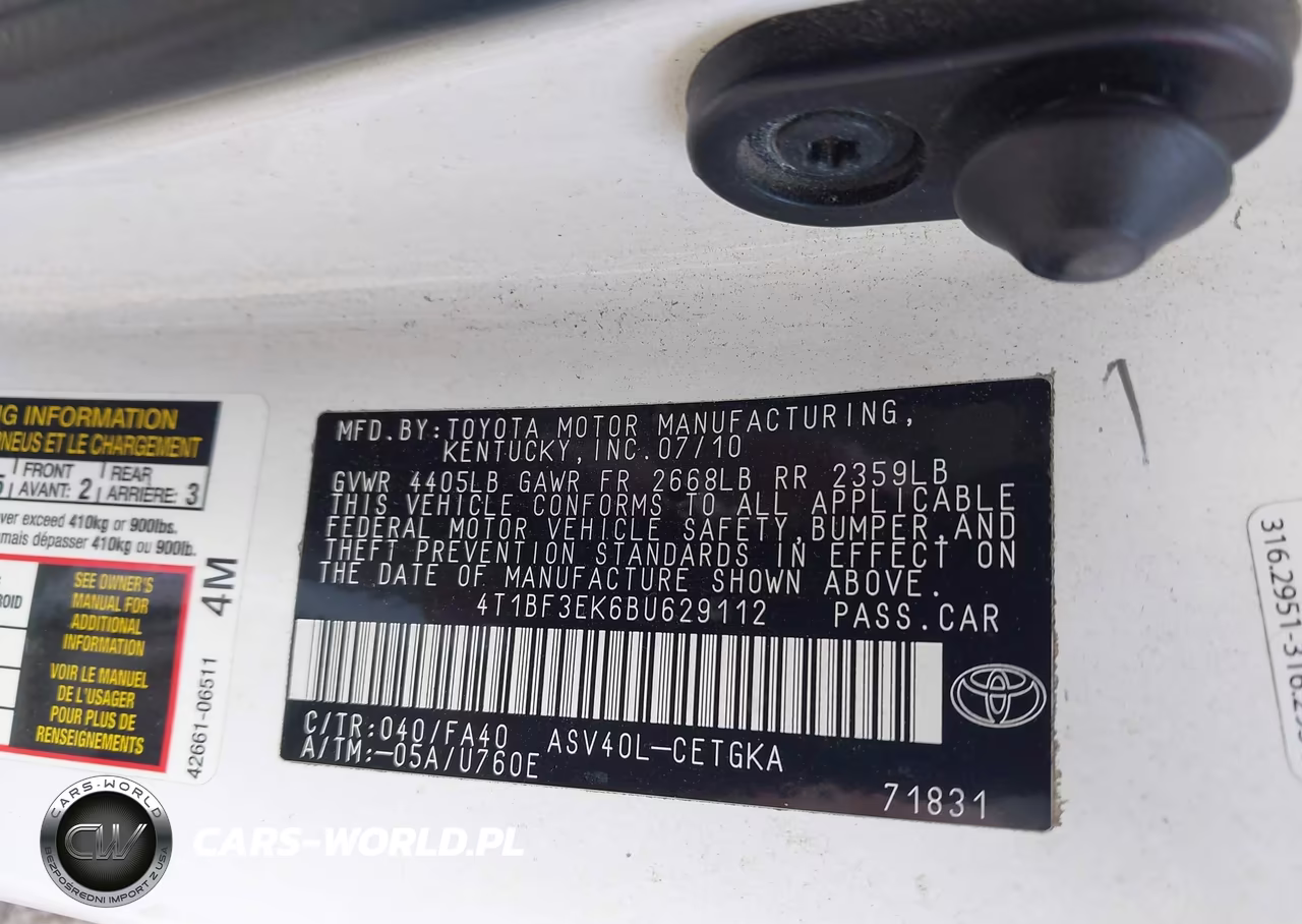 2011 Toyota Camry Xle VIN:4T1BF3EK6BU629112 - 9