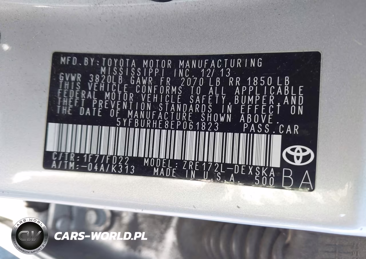 2014 Toyota Corolla S Plus VIN:5YFBURHE8EP061823 - 9