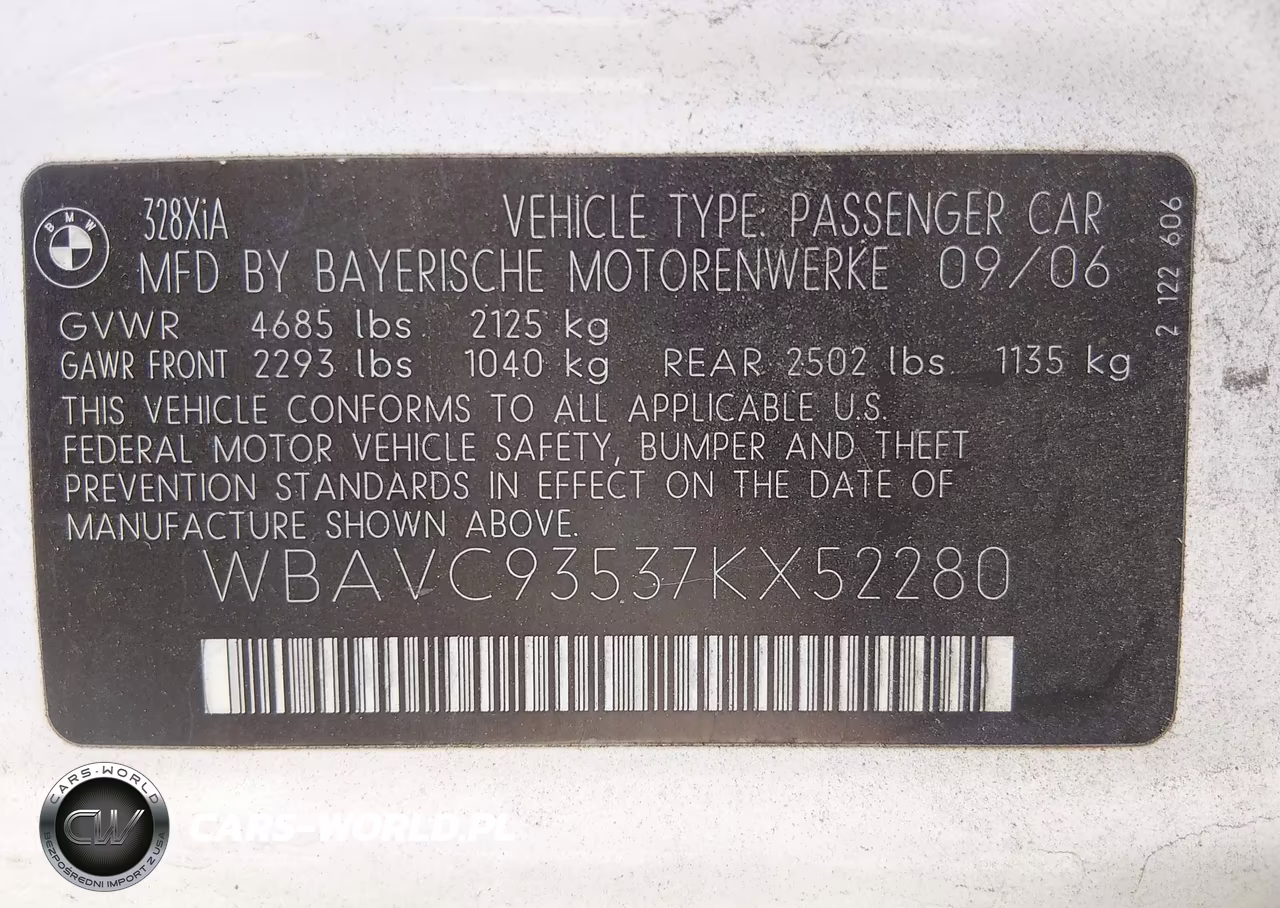 2007 BMW 328Xi VIN:WBAVC93537KX52280 - 9