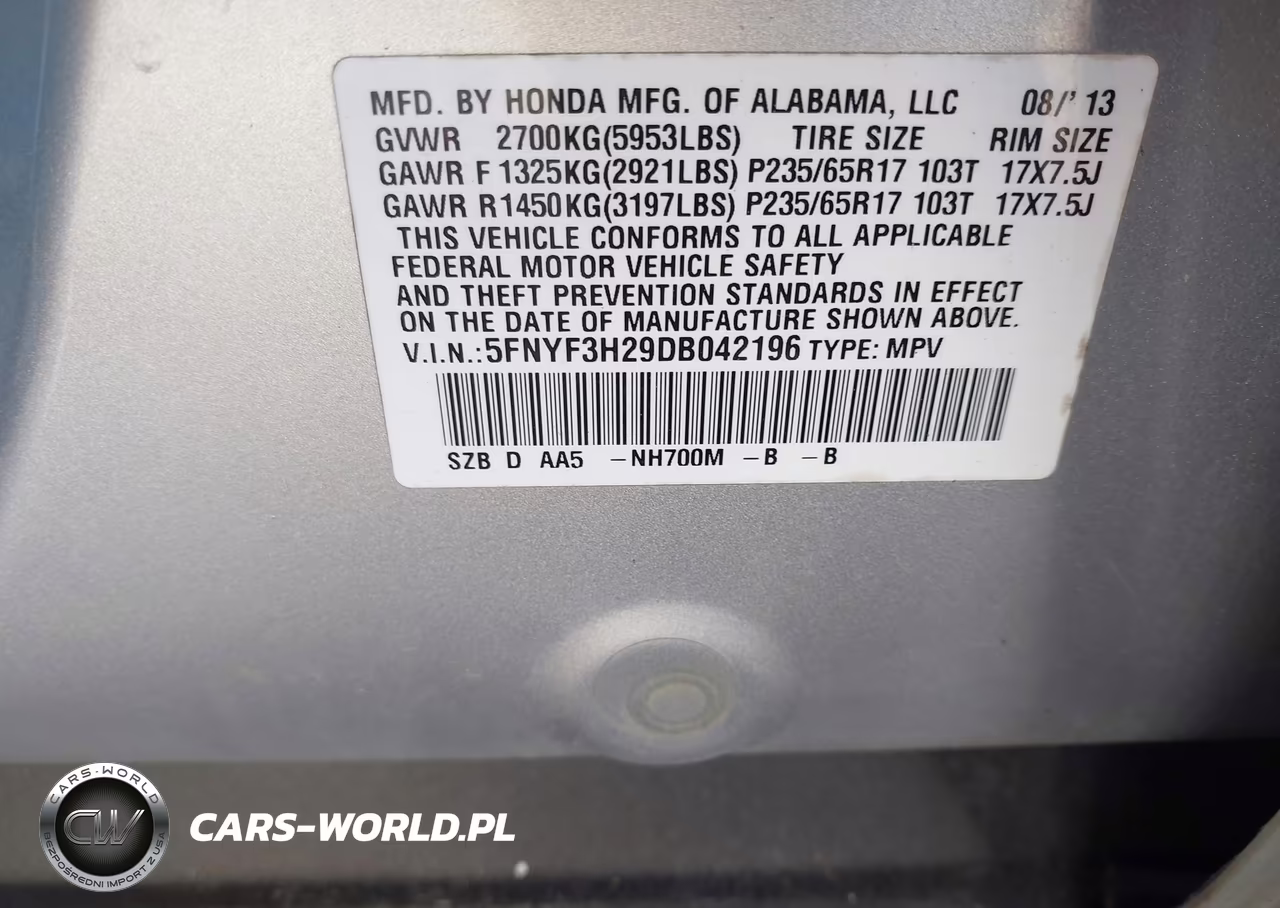 2013 Honda Pilot Lx VIN:5FNYF3H29DB042196 - 9
