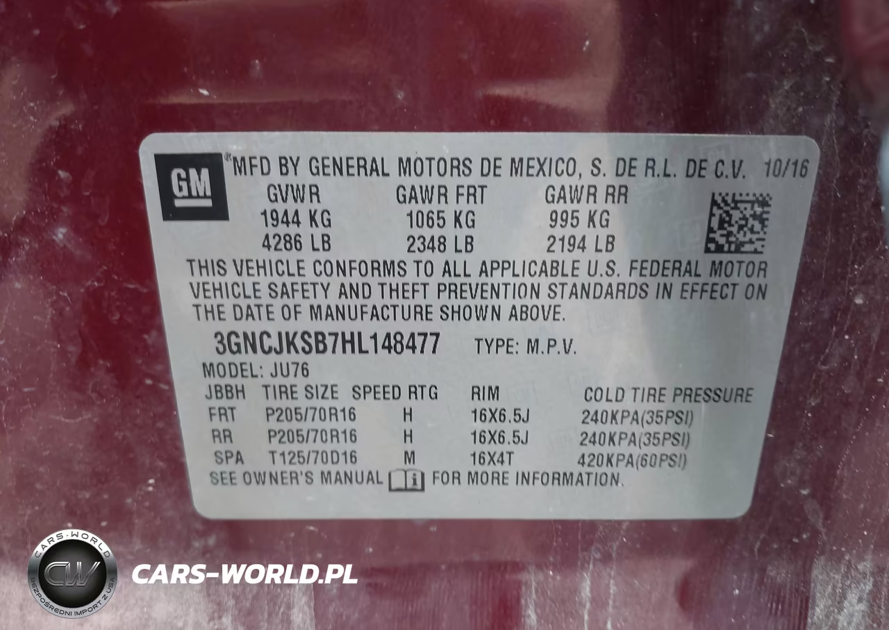 2017 Chevrolet Trax Ls VIN:3GNCJKSB7HL148477 - 9