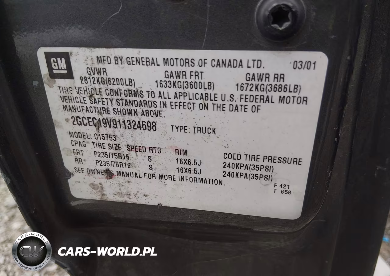 2001 Chevrolet Silverado 1500 VIN:2GCEC19V911324698 - 9