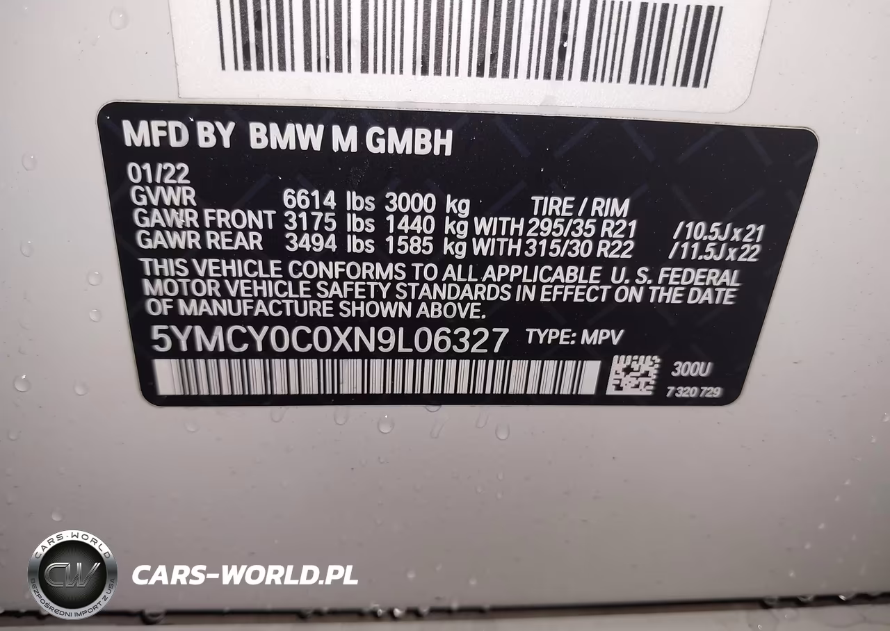 2022 BMW X6 M VIN:5YMCY0C0XN9L06327 - 9