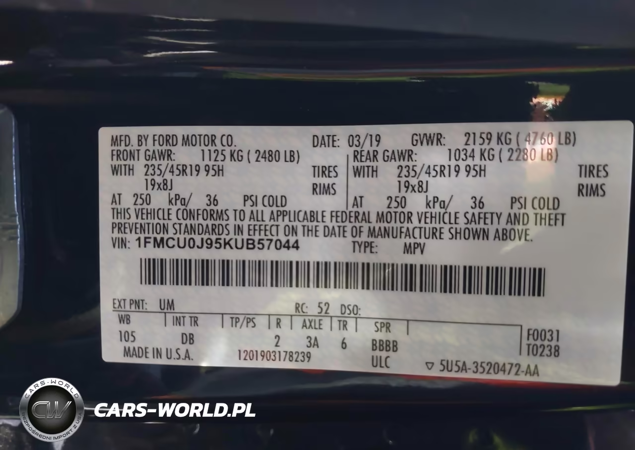 2019 Ford Escape Titanium VIN:1FMCU0J95KUB57044 - 9