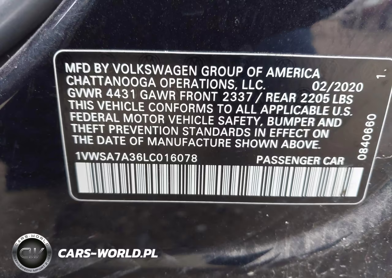 2020 Volkswagen Passat 2.0T Se VIN:1VWSA7A36LC016078 - 9
